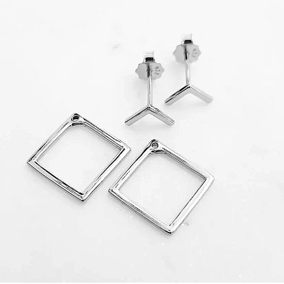 Stampd Gold and Silver Geometric Earrings - Picture 5 of 6